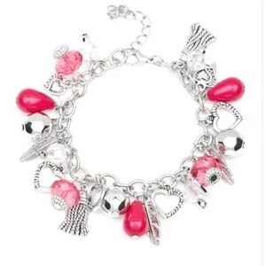 Silver and Pink Charm Bracelet